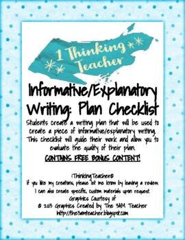 Preview of Informative/Explanatory Writing: Plan Checklist