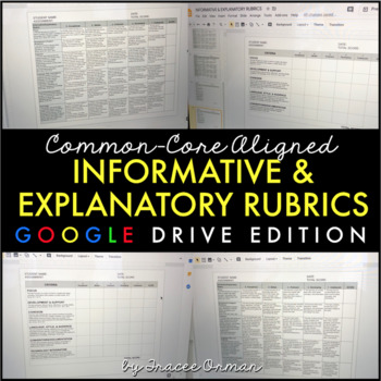 Preview of Informative & Explanatory Writing Rubrics Google Drive Edition Gr. 6-12