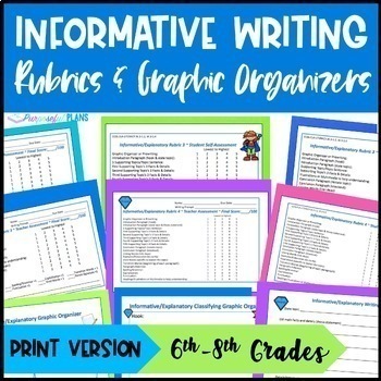Preview of Informational Writing Rubrics, Self Editing Forms, & Graphic Organizers Template
