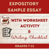 Expository Sample Essay with Worksheet Activity & Essay Checklist