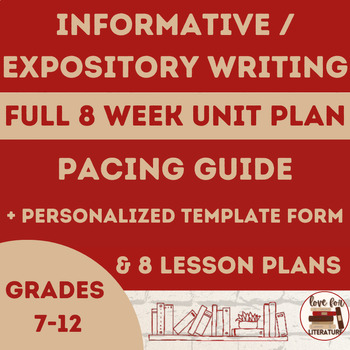 Preview of Expository Writing Bundle Unit 8 Week Pacing Guide Template & Lesson Plans