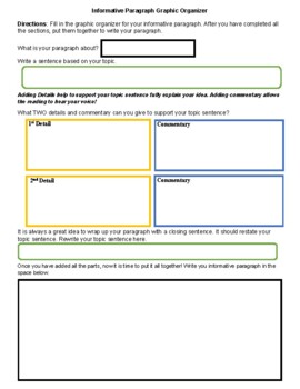 Informative Paragraph Graphic Organizer by Darina Glover | TPT