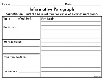 Preview of Informative Paragraph Graphic Organizer (Informational)