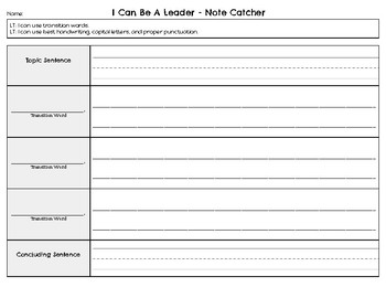 Preview of Informative Paragraph - I can be a leader!