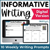 Informative Paragraphs - DIGITAL Weekly Paragraph Writing Prompts