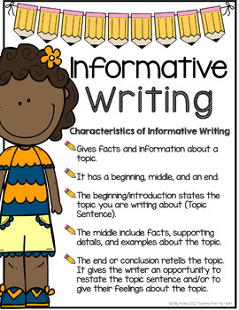 Preview of Informative Writing Anchor Chart,  Paragraph Writing, ANY Topic