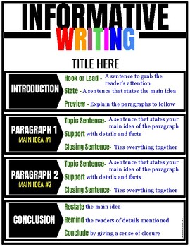 Preview of Informative Writing Anchor Chart | Poster size and Regular 8.5 x 11