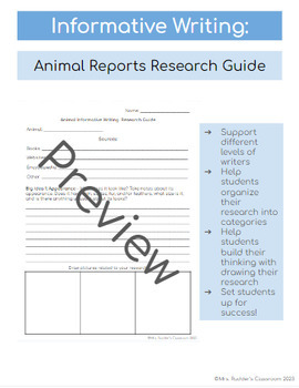 Preview of Informative Writing: Animal Reports
