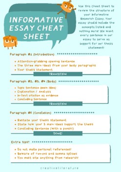 informative essay cheat sheet