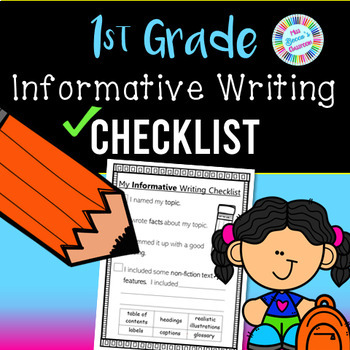 Preview of Informative Writing Checklist 1st Grade (standards-aligned) - PDF and digital!!