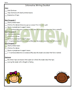 Preview of Informative Writing Checklist