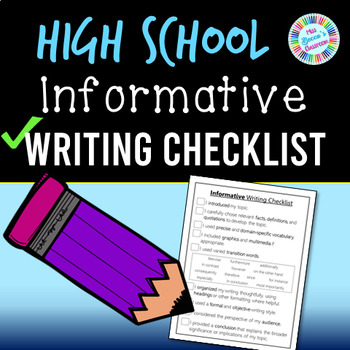 Preview of Informative Writing Checklist for High School - PDF and digital!!