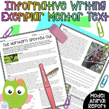 Preview of Informative Writing Essay Exemplar | Original Mentor Text | Model Animal Report