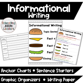 Preview of Informative Writing Graphic Organizer, Anchor Chart and Writing Paper