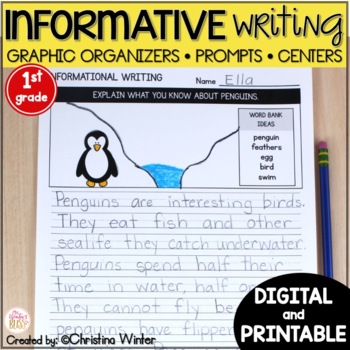 Preview of Informative Writing Unit Graphic Organizers & Centers - Printable & Digital