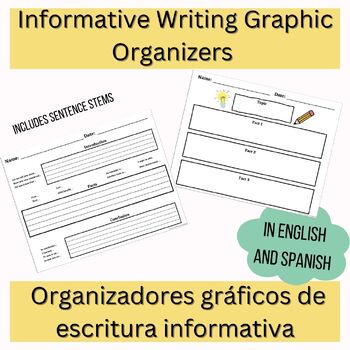 Preview of Informative Writing Graphic Organizers in English and Spanish- Sentence Stems
