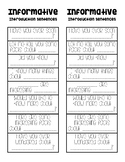 Informative Writing Introduction/Topic Sentence Frame List