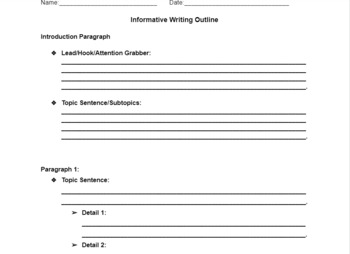 Informative Writing Outline by Fourth Fusion | TPT