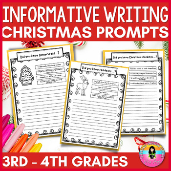 Preview of Informative Writing Prompts | Christmas Worksheets for  2nd to 4th