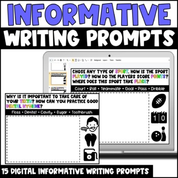 Preview of Informative Writing Prompts | Digital Task Cards | Informational Writing Ideas