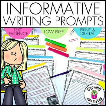 Preview of Informative Writing Prompts with Reading Comprehension Passages Text Evidence