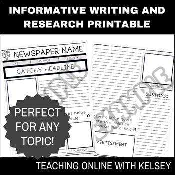 Preview of Informative Writing, Newspaper Article Template, Informative Research
