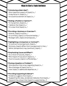 informative essay sentence stems