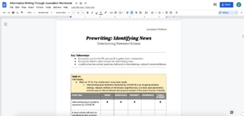 Preview of Informative Writing Through Journalism Workbook