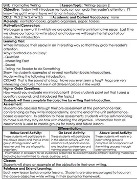 Preview of Informative Writing Unit Gr 3 COMMON CORE *Danielson* with DIFFERENTIATION