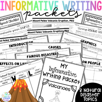 Preview of Informative Writing Unit Packet BUNDLE | Natural Disaster Speech Presentations
