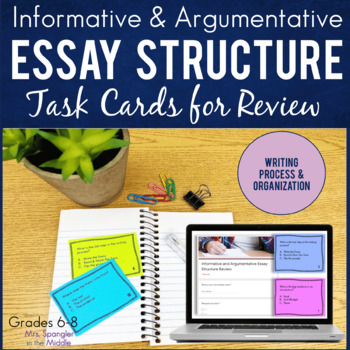 Preview of Informative and Argumentative Essay Structure Task Cards Printable and Digital
