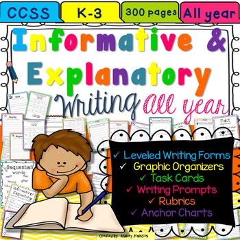 Preview of Informative and Explanatory Paragraph Writing Unit All Year Long K-3 300+ pages