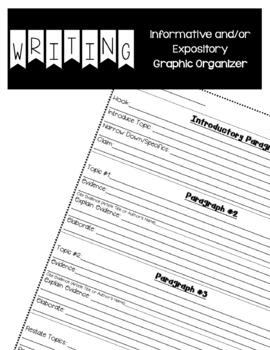 Preview of Informative or Expository Writing Graphic Organizer and Outline
