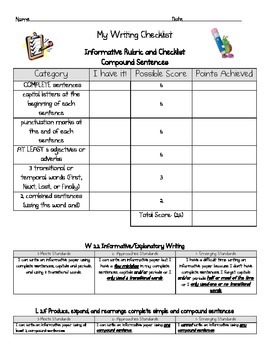 Preview of Informative writing rubric and checklist