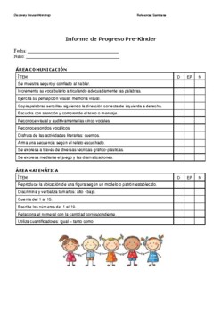 Preview of Informe de Progreso Pre Kinder (1)