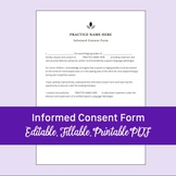 Informed Consent Form for Speech Therapy | Editable, Filla