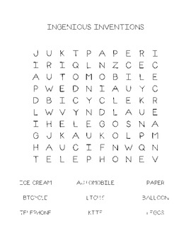 Preview of Ingenious Inventors Word Search
