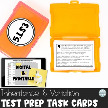 Preview of Inheritance and Variation Test Prep Task Cards - TNReady Science 5.LS3 Heredity