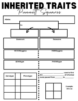 Preview of Inherited Traits & Punnett Square Notes