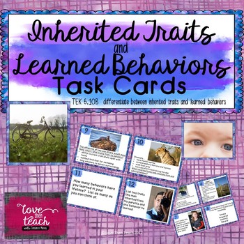 Preview of Inherited Traits and Learned Behaviors Task Cards