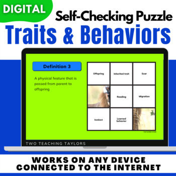 Preview of Inherited Traits & Learned Behaviors Activity Self-checking Vocabulary Puzzle