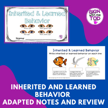 Preview of Inherited and Learned Behavior - Science - Adapted Notes and Review