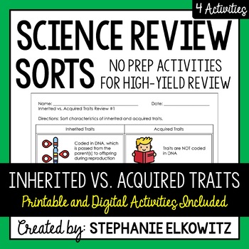 Preview of Inherited vs. Acquired Traits Review Sort | Printable, Digital & Easel