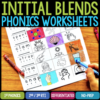 Preview of Initial Blends Worksheets Science of Reading Phonics Activities Words Sentences