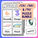 /CH/, /SH/, and Voiceless /TH/ Matching Puzzles BUNDLE