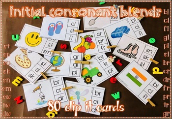 Preview of Initial Consonant Blends Clip it Cards (sample)