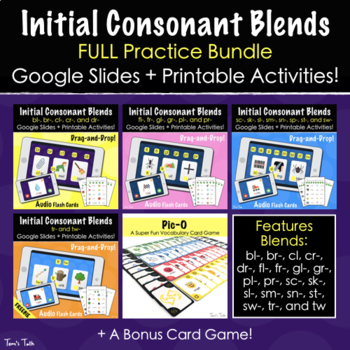 Preview of Initial Consonant Blends | Google Slides + PDF - Full 80-Word ☆BUNDLE☆