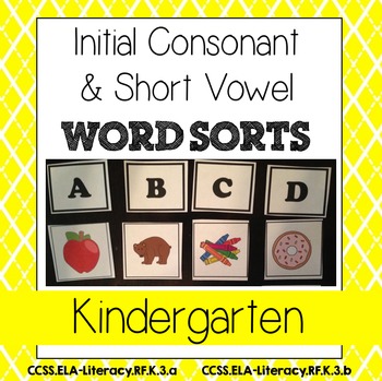 Preview of Initial Consonant & Short Vowel Sort: Kindergarten