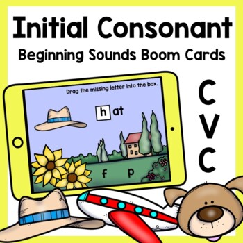 Preview of Initial Consonant CVC Boom Cards | Beginning Sounds Boom Cards