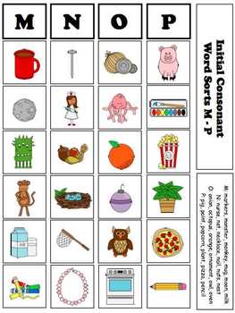 Initial Consonant and Short Vowel Word Sorts by The Autism Helper